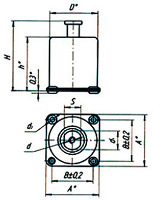 Схема габаритных размеров опорного амортизатора АПН-2